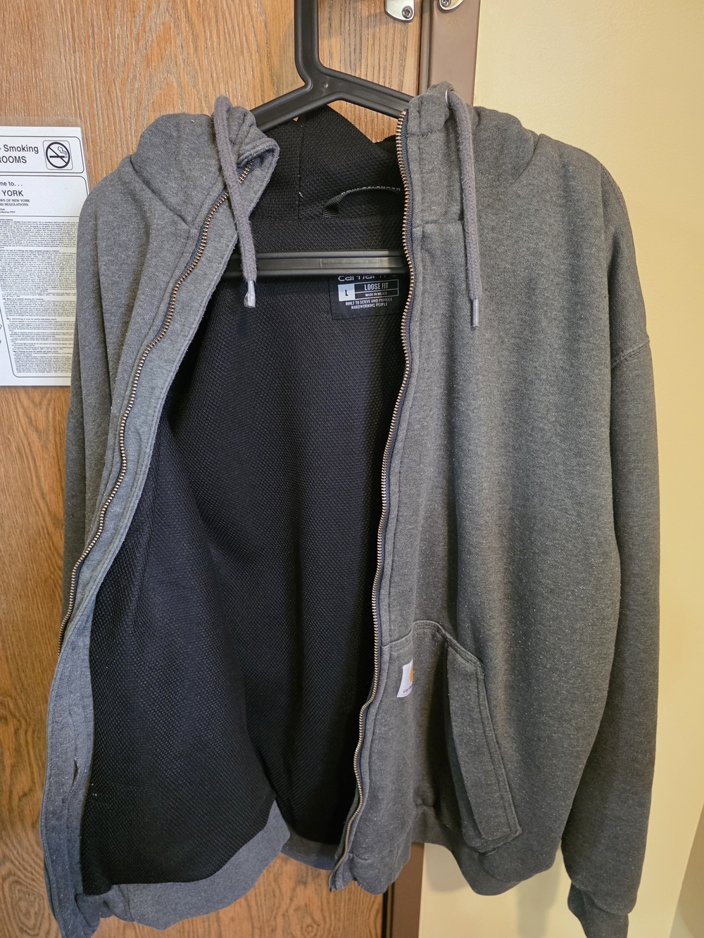 Carhartt Men's Dark Gray Zip-Up Hoodie with Black Lining